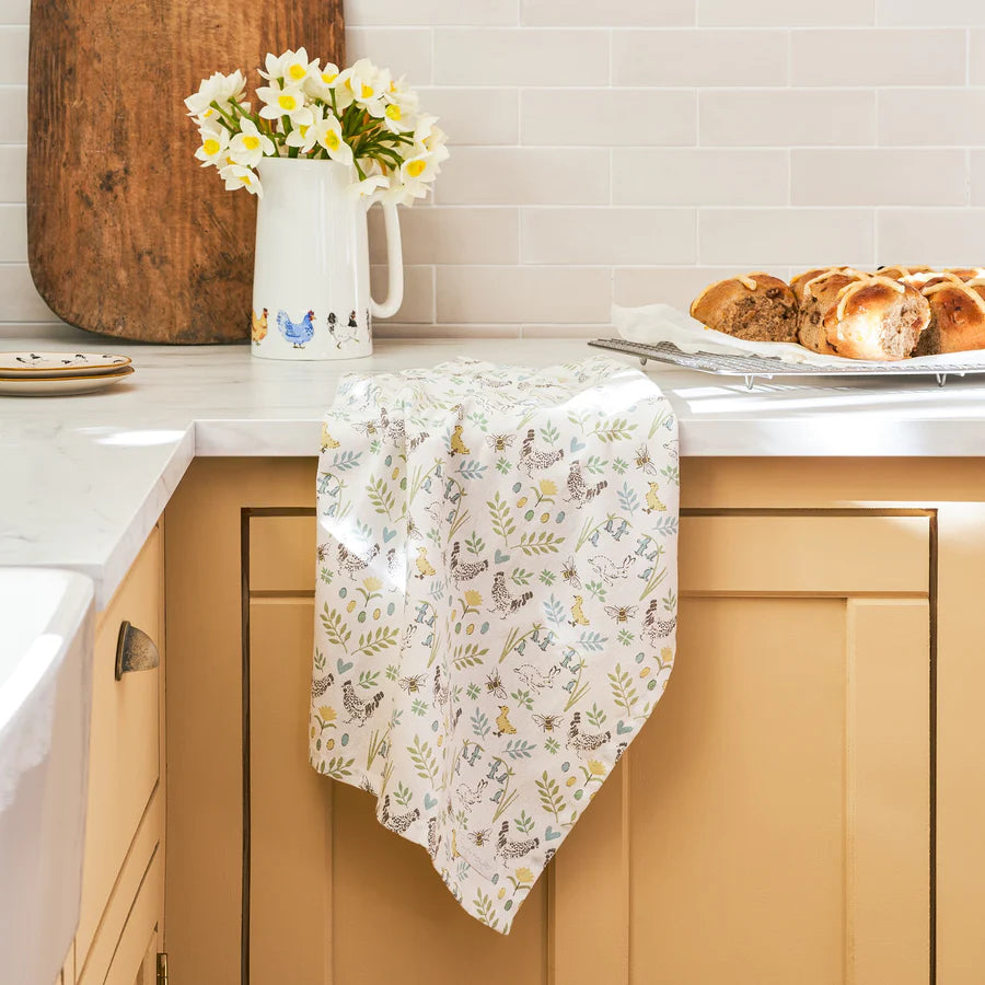 Spring Chickens Tea Towel