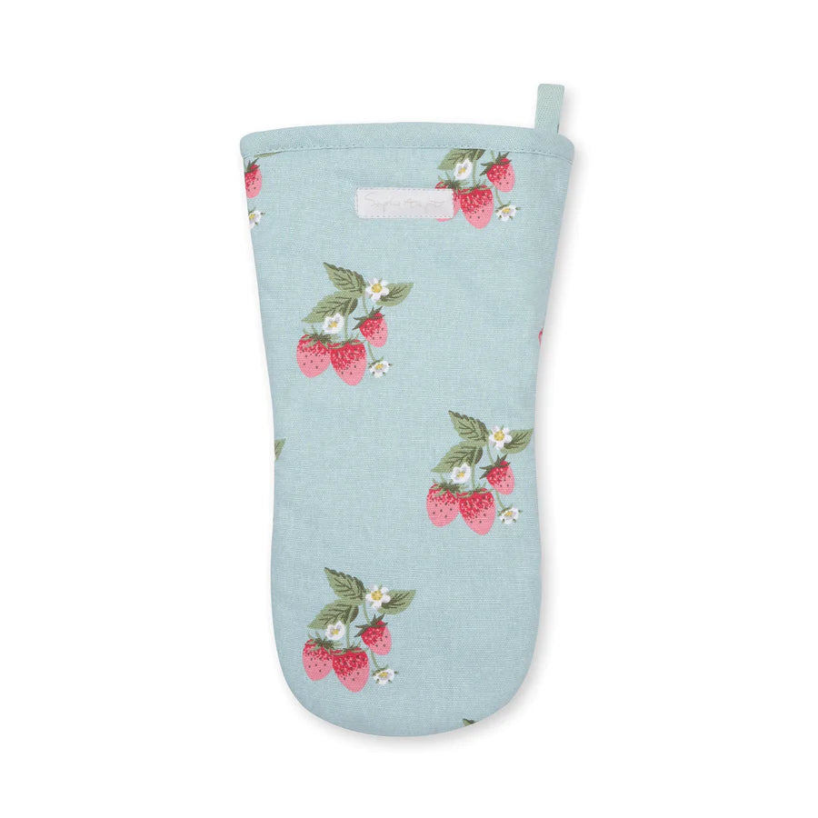 Sophie Allport Strawberries Blue Oven Mitt