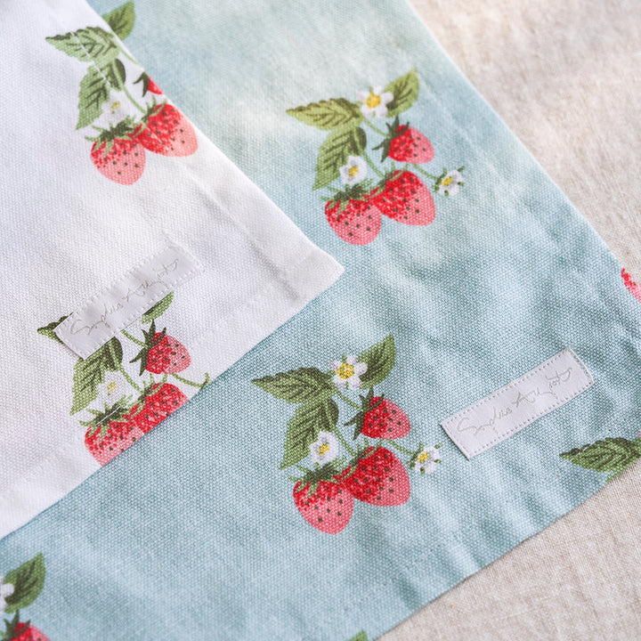 Strawberries Blue & White Set of 2 Tea Towels by Sophie Allport