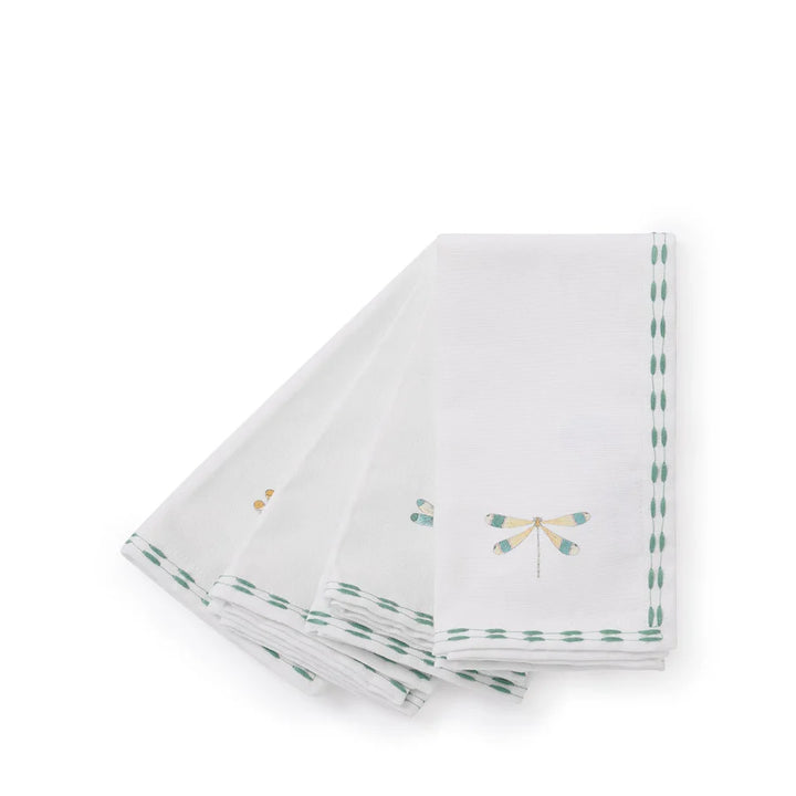 Embroidered Edge Dragonfly Napkins - Set of 4