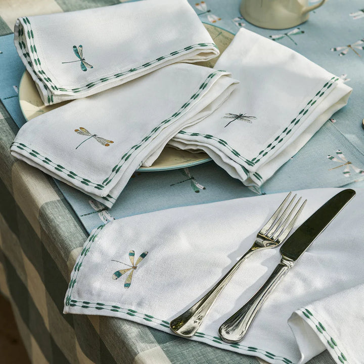 Embroidered Edge Dragonfly Napkins - Set of 4
