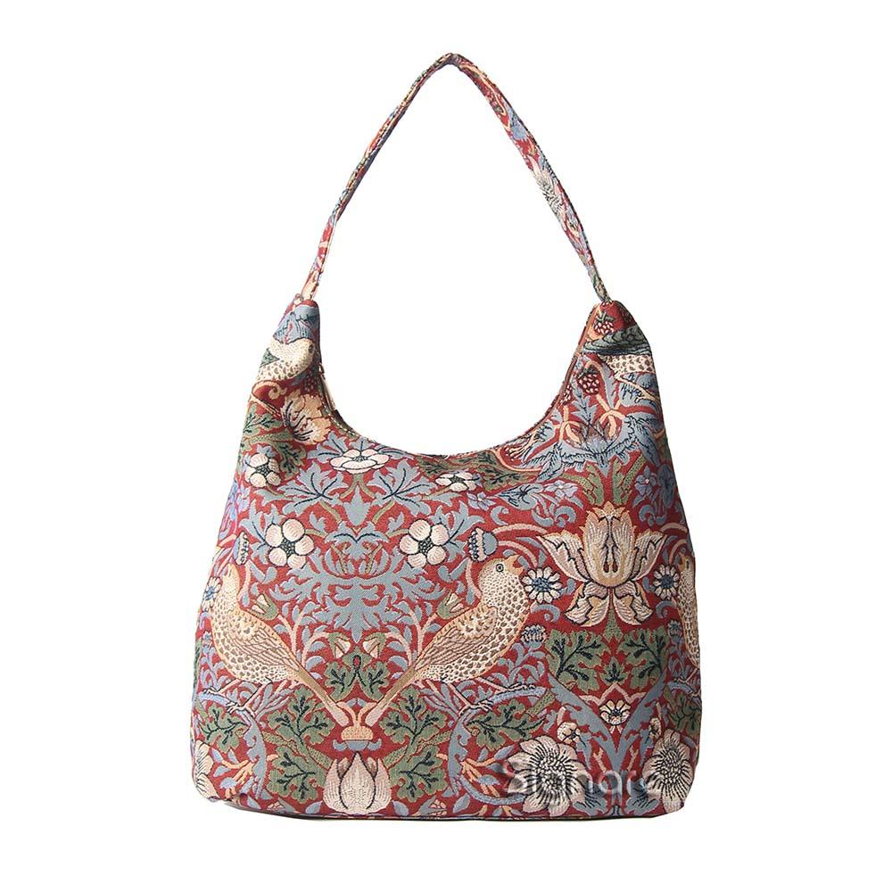 William Morris Strawberry Thief Red Hobo Bag