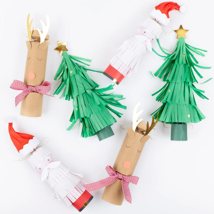 Santa, Reindeer & Tree Christmas Crackers Box of 6