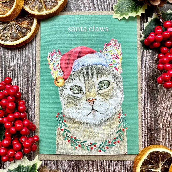 Santa Paws Cat Eco Friendly Art Card