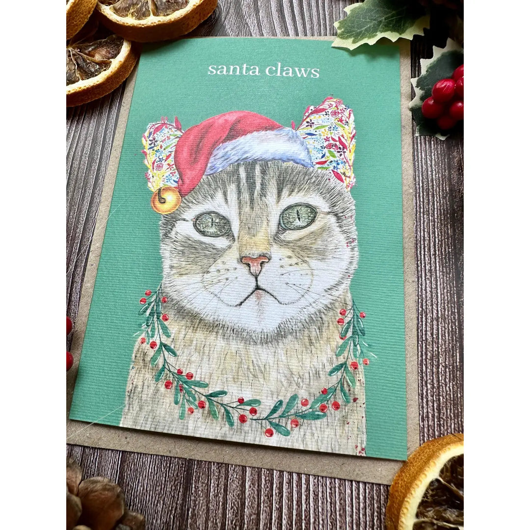 Santa Paws Cat Eco Friendly Art Card