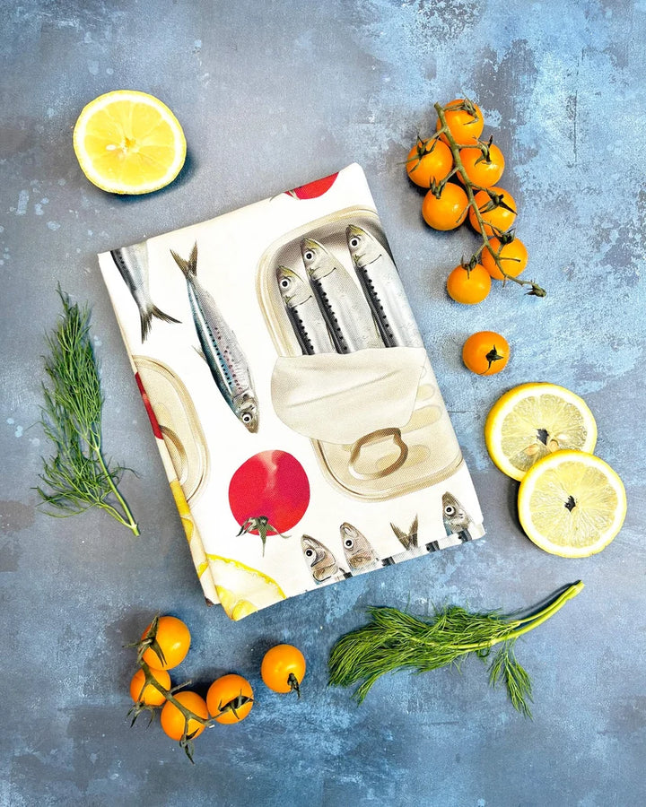 Sardine Tea Towel by Corinne Alexander