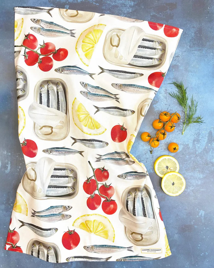 Sardine Tea Towel by Corinne Alexander