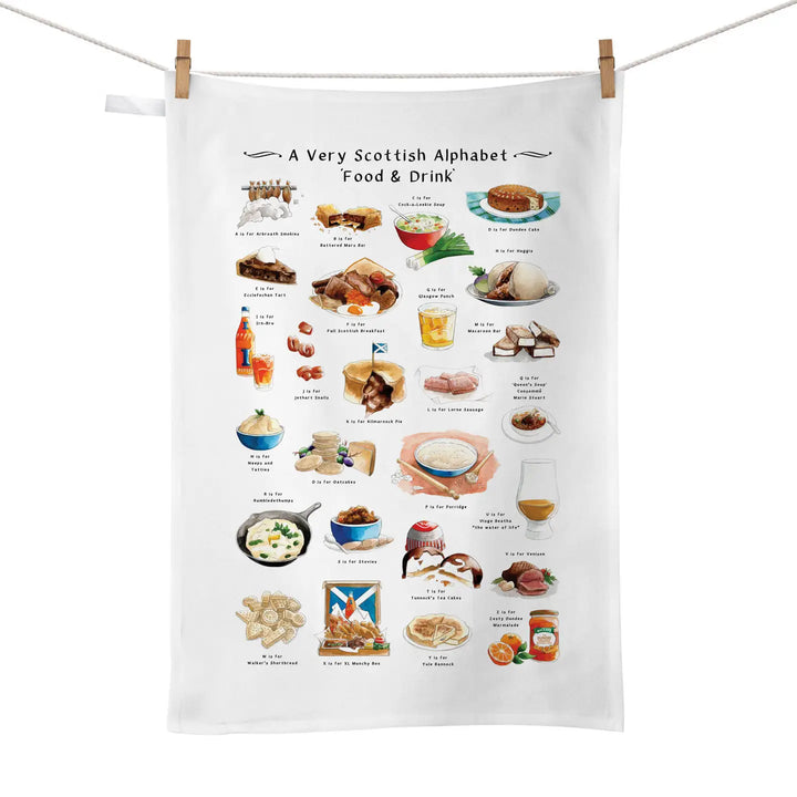 A Very Scottish Alphabet Food & Drink Tea Towel