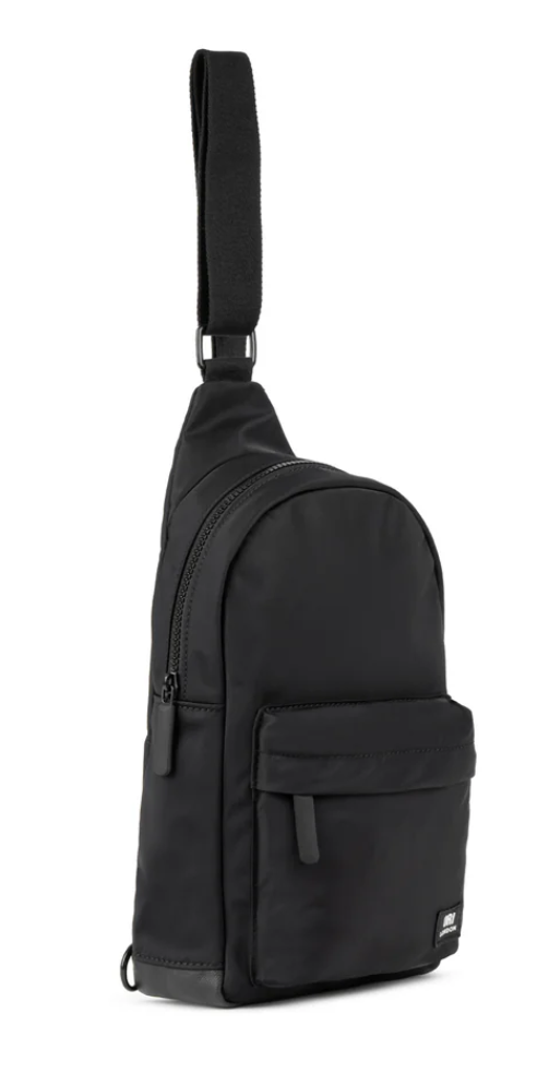 Willesdon B All Black Recycled Nylon Crossbody Bag- Large
