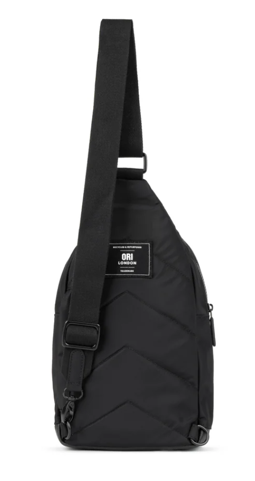 Willesdon B All Black Recycled Nylon Crossbody Bag- Large