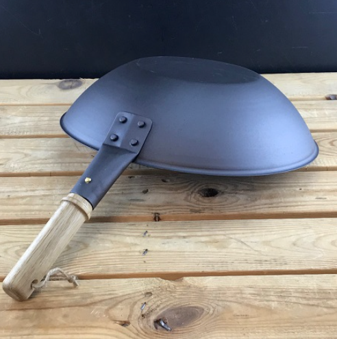 13 inch Spun Iron Wok with Wooden Handle