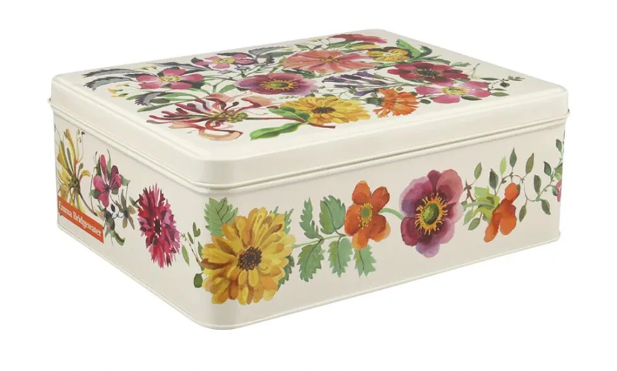 Garden Flowers Deep Rectangular Tin