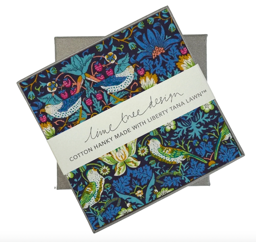 Liberty Strawberry Thief Blue Single Hanky
