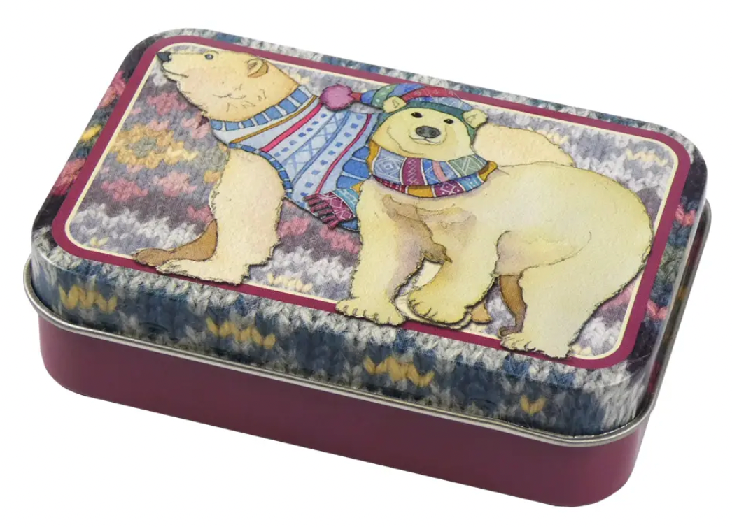 Polar Bears Hinged Small Rectangular Tin