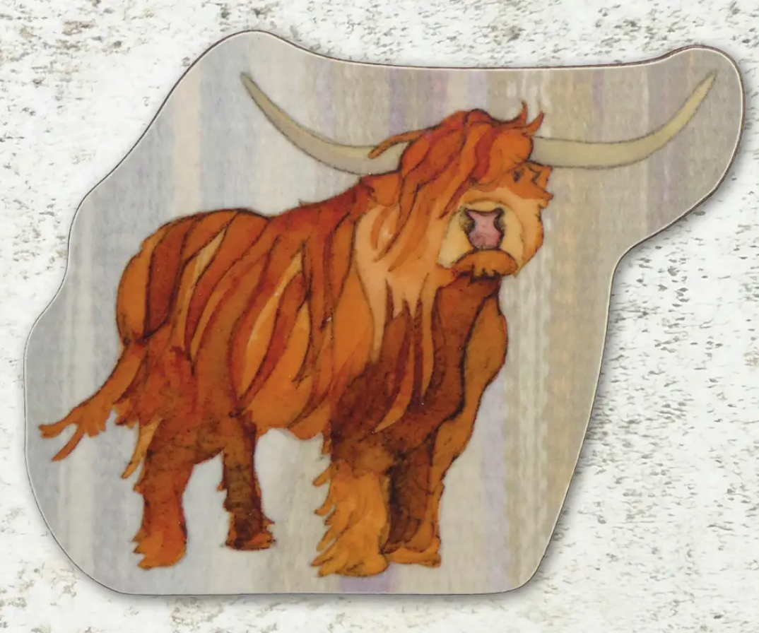 Highland Coo Die Cut Coaster