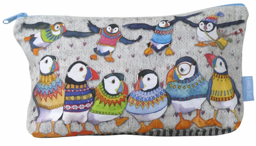 Woolly Puffins Zipped Pouch