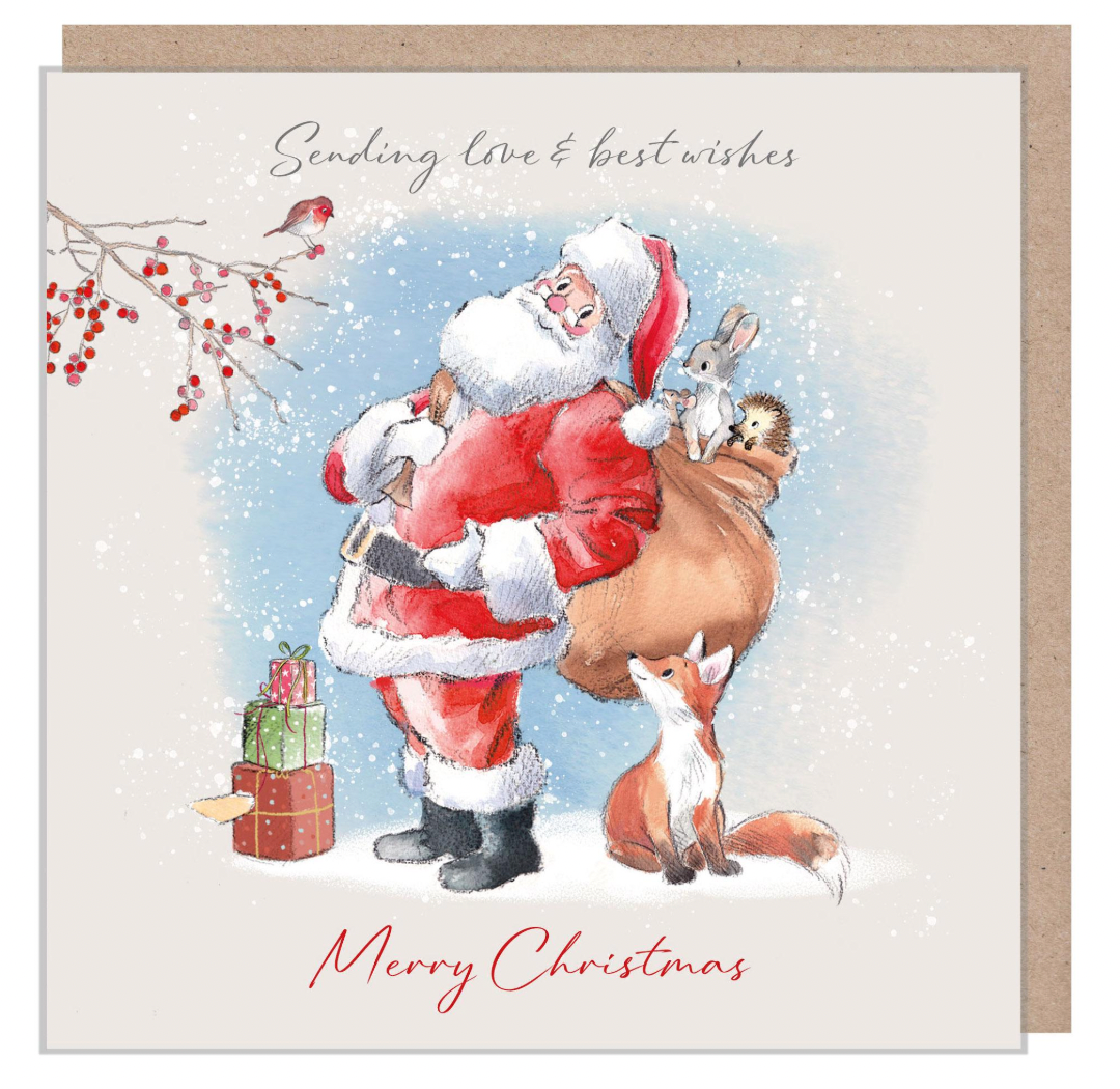 'Sending Love and Best Wishes' Santa Christmas Card