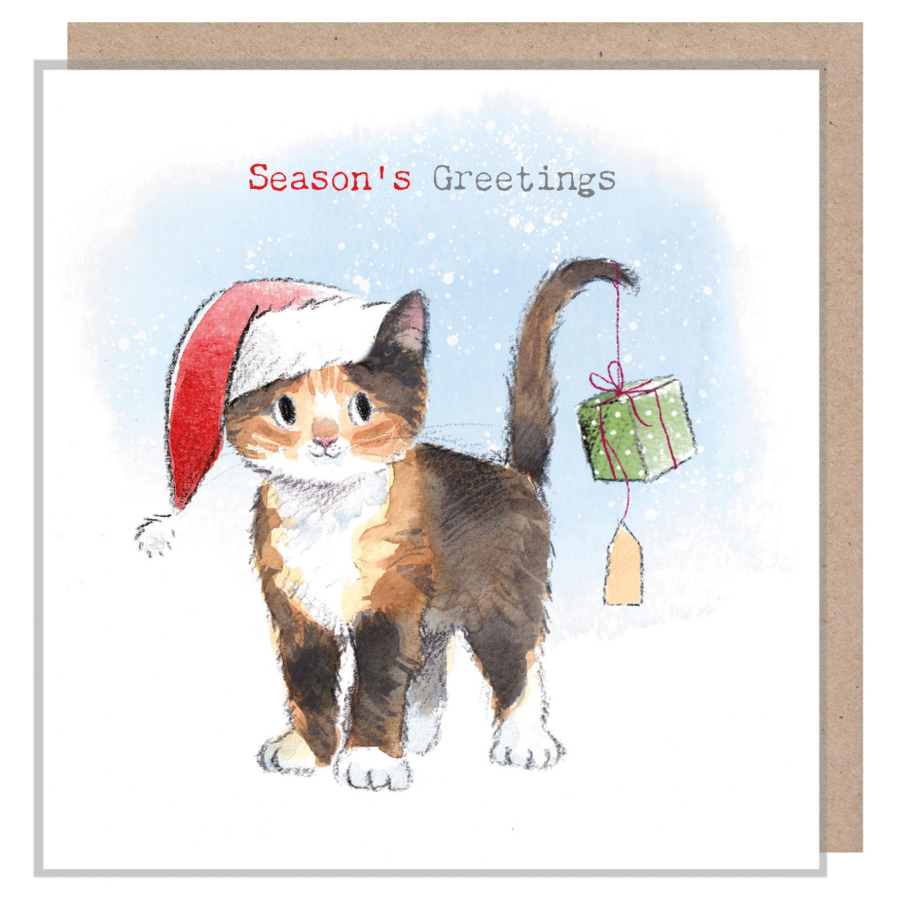 'Season's Greetings' Cat in Hat Christmas Card