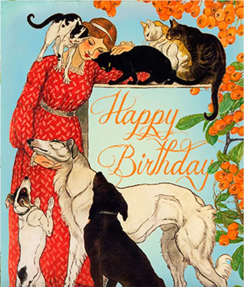 Cats & Dogs Birthday Greetings Card