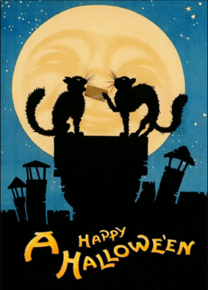 Two Black Cats Halloween Greetings Card