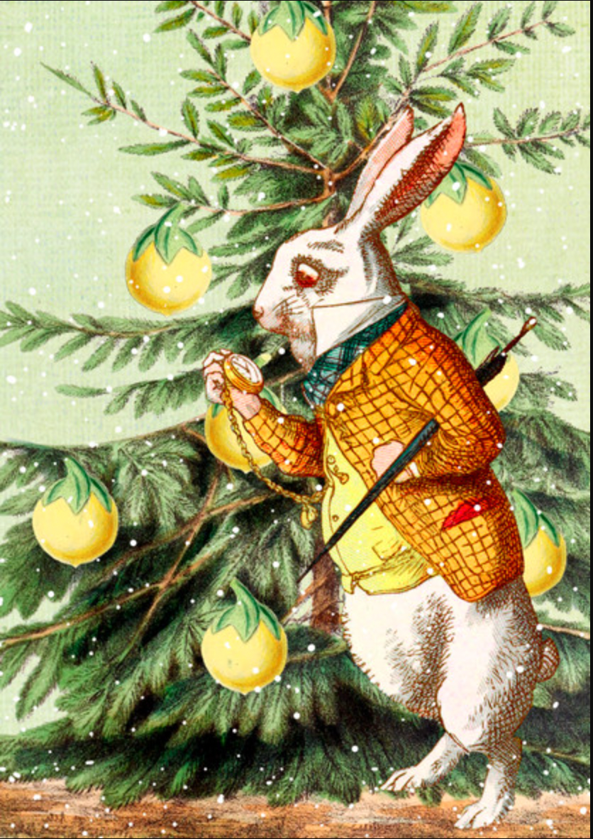 Lemons White Rabbit Christmas Greetings Card
