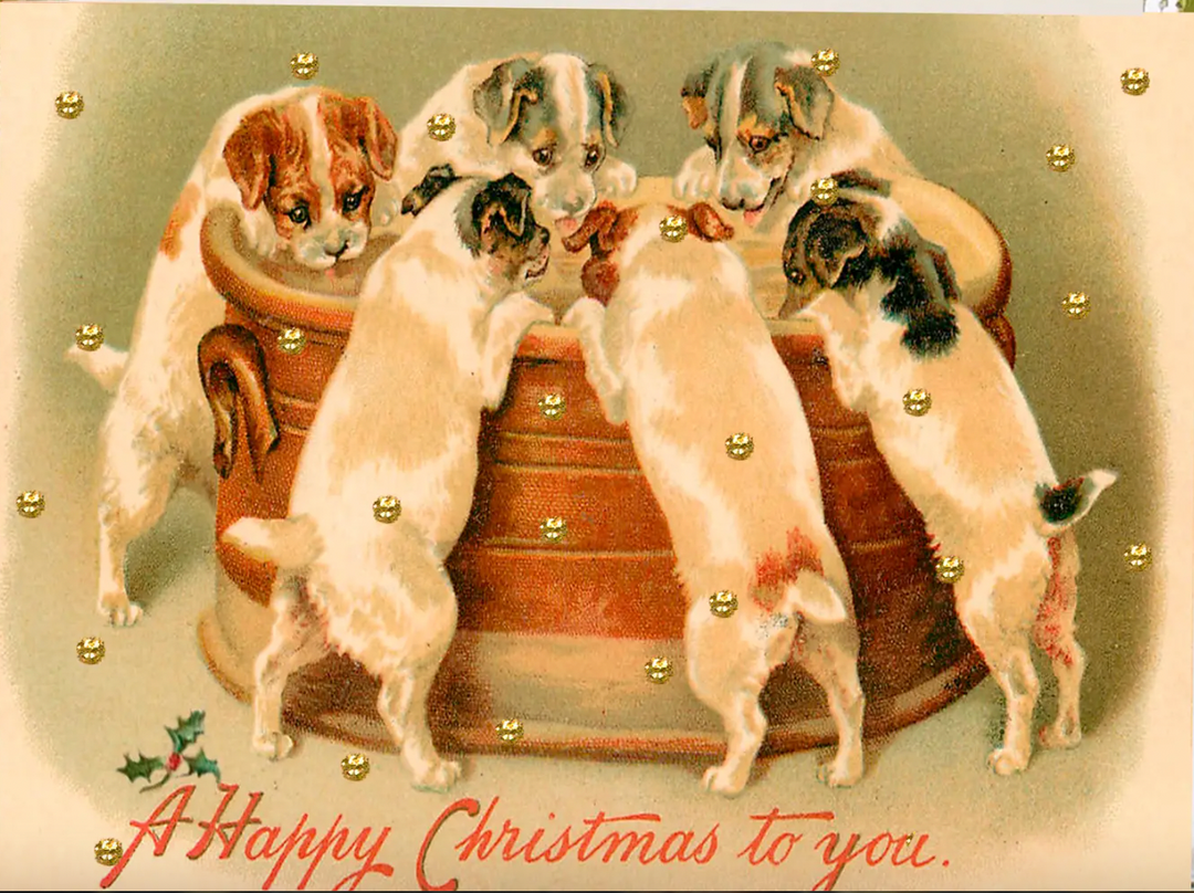 A Big Bowl Little Vintage Christmas Greeting Card