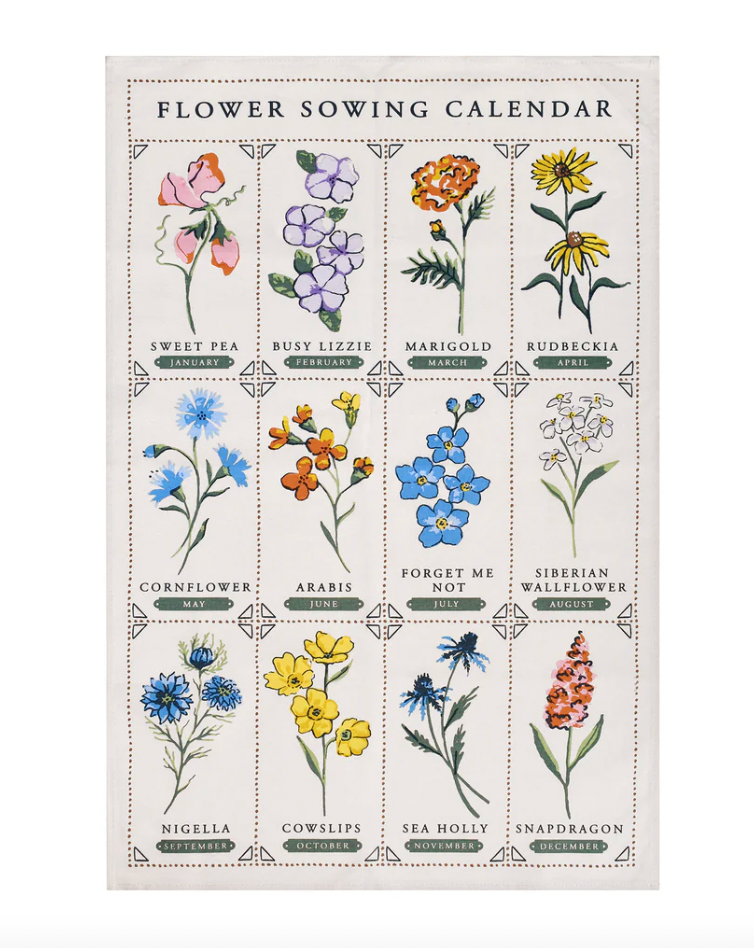 Time to Grow Flowers Cotton Tea Towel