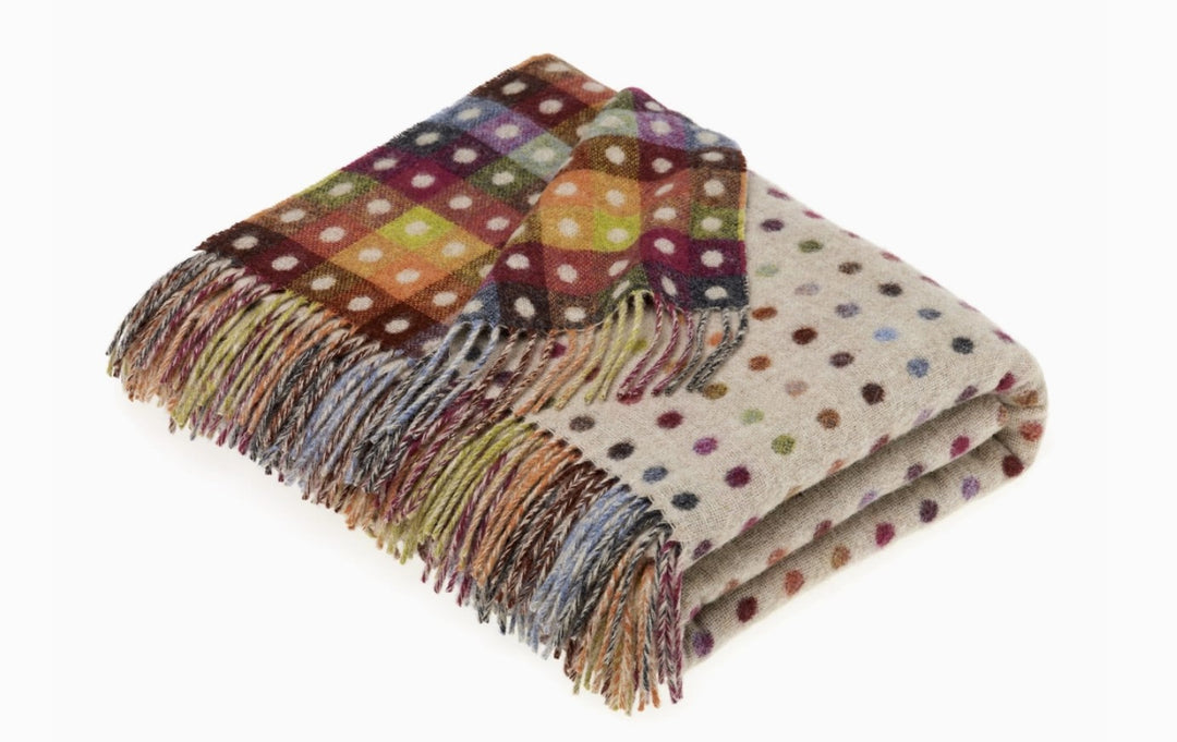 Rainbow Spot Beige Merino Lambswool Throw