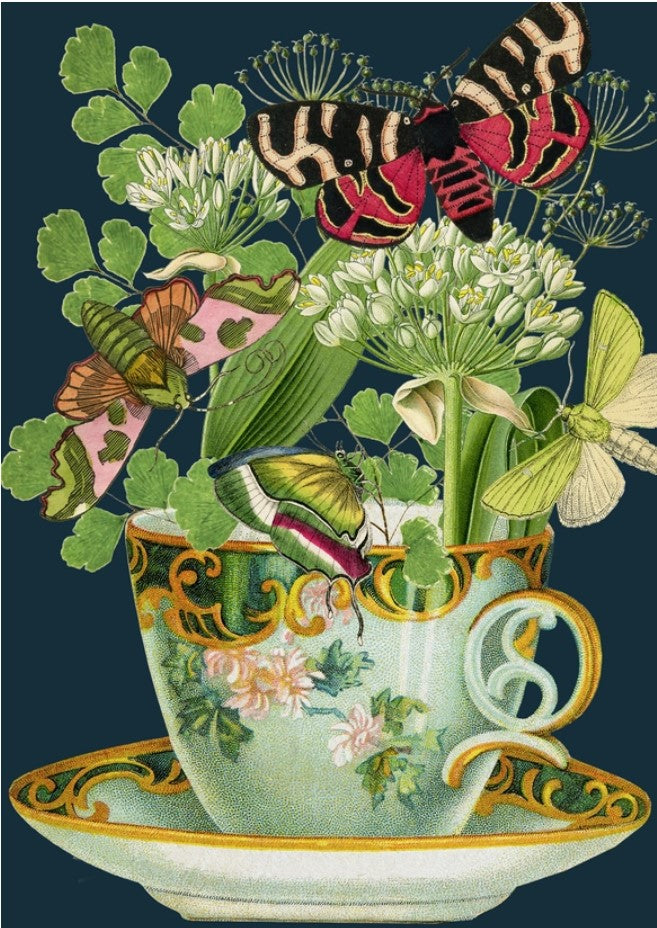 The Moth Teacup Greetings Card