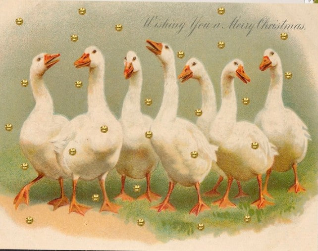 Seven Geese - Little Vintage Christmas Greeting Card