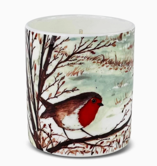 Plum Pudding Bone China Pot Candle - Robin