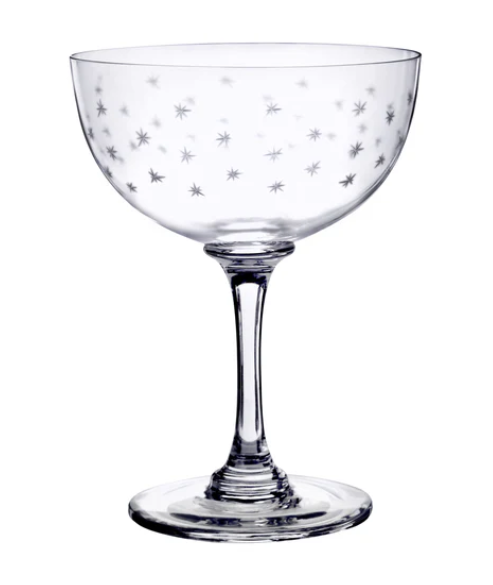 Champagne Saucer with Stars Design by The Vintage List