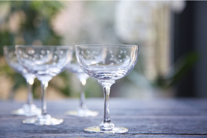 Champagne Saucer with Stars Design by The Vintage List