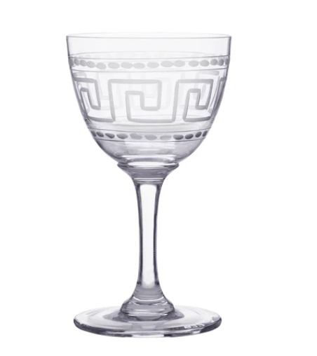 Liqueur Glass with Greek Key Design by The Vintage List