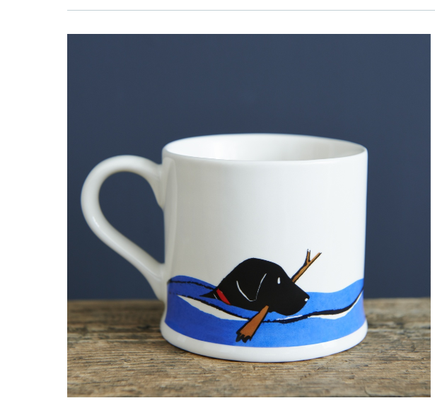 Swimming Black Labrador Mug Boxed