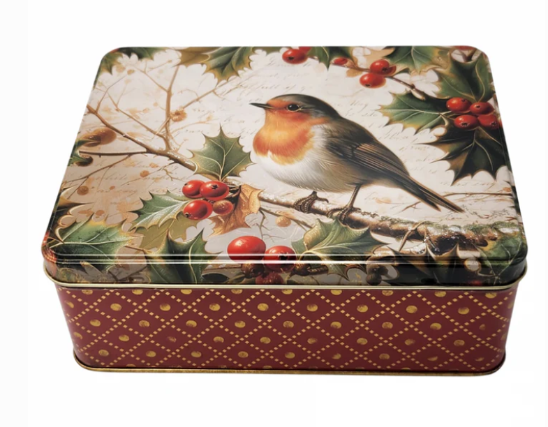 Robin Nostalgia Christmas Deep Rectangular Tin