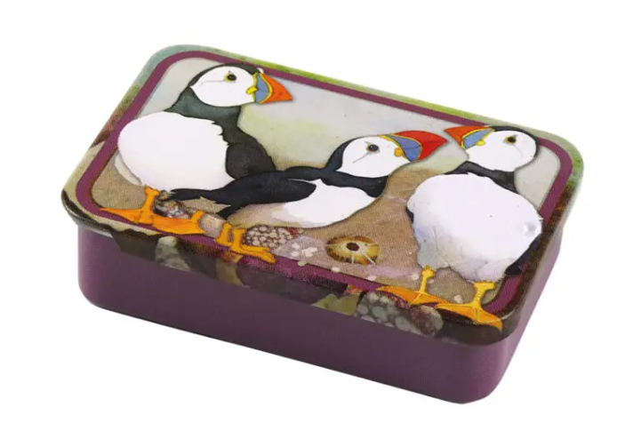 Felted Puffins Mini Slider Tin