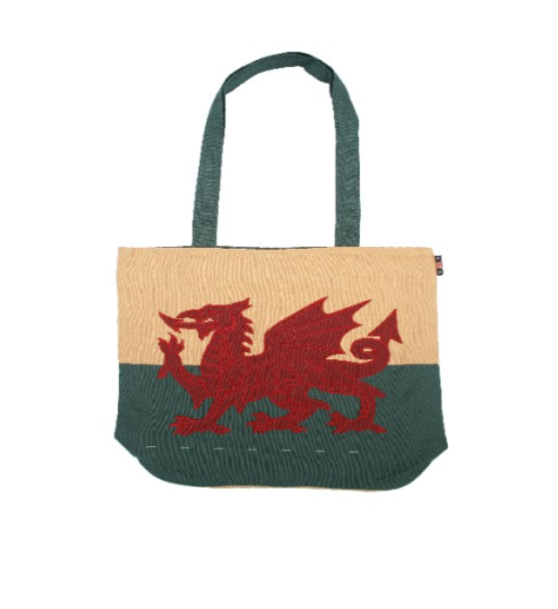 Welsh Dragon Vintage Zipped Tote Bag