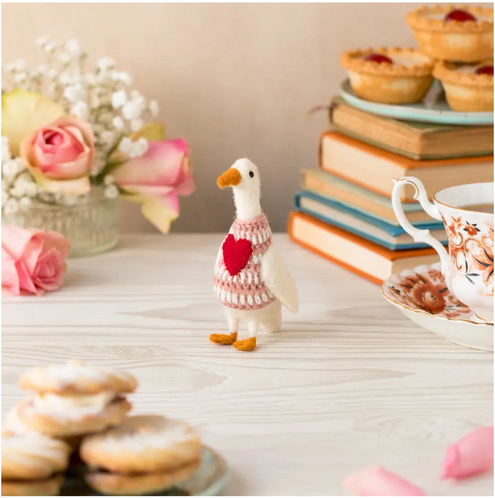 Duck in Pretty Heart Jumper