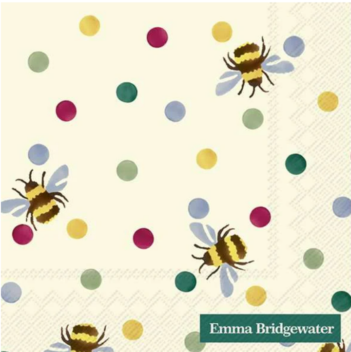 Bumble Bee and Polka Dots Cream Paper Napkin