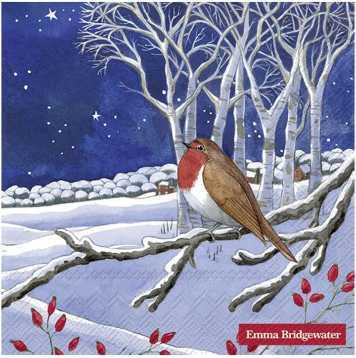 Midnight Robin Christmas Napkin