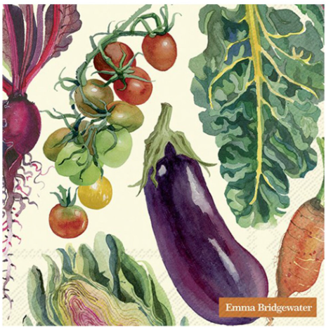 Vegetable Garden Cream Napkins (eggplant & tomato) - Lunch