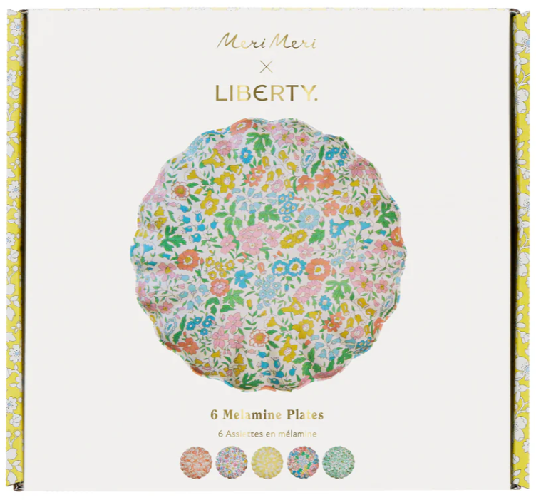 Liberty Garden Party Set of 6 Small Reusable Melamine Plates