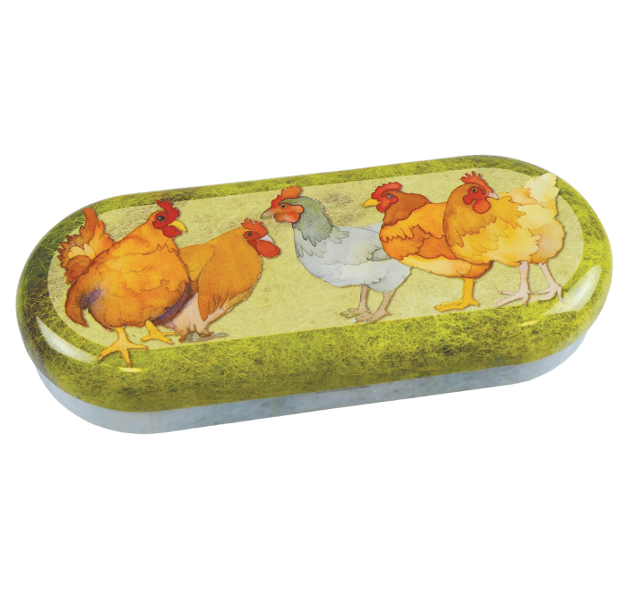Chickens Tin Glasses Case