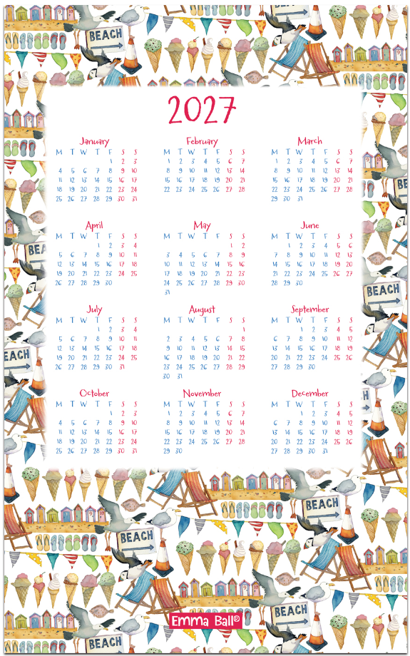 2027 Calendar Tea Towel