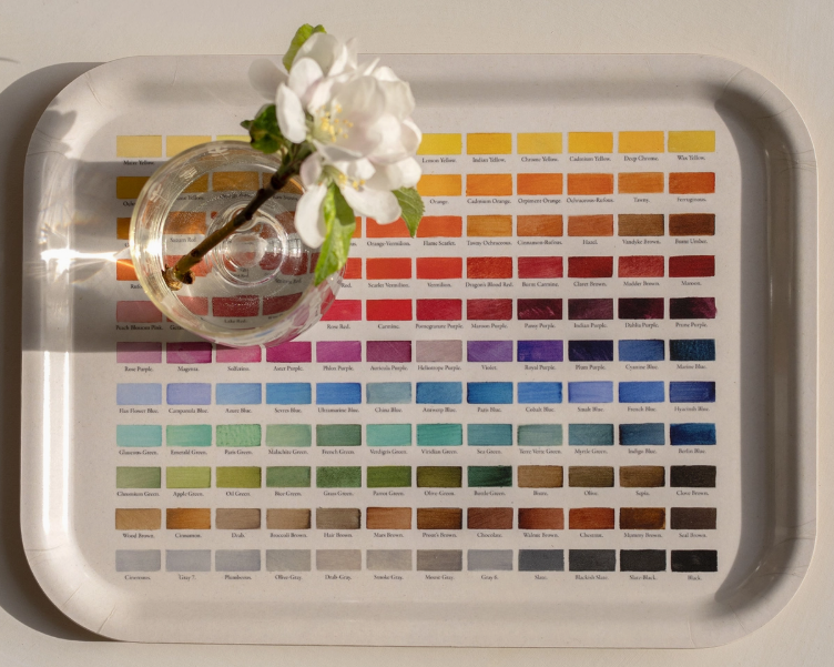 Small Werner’s Nomenclature of Colors Birchwood Round Corner Rectangular Tray