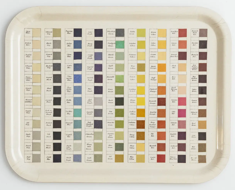 Large Werner’s Nomenclature of Colors Birchwood Round Corner Rectangular Tray