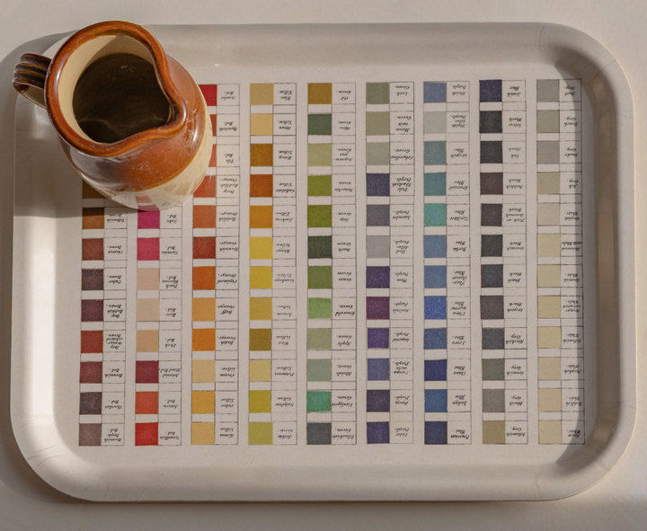 Large Werner’s Nomenclature of Colors Birchwood Round Corner Rectangular Tray