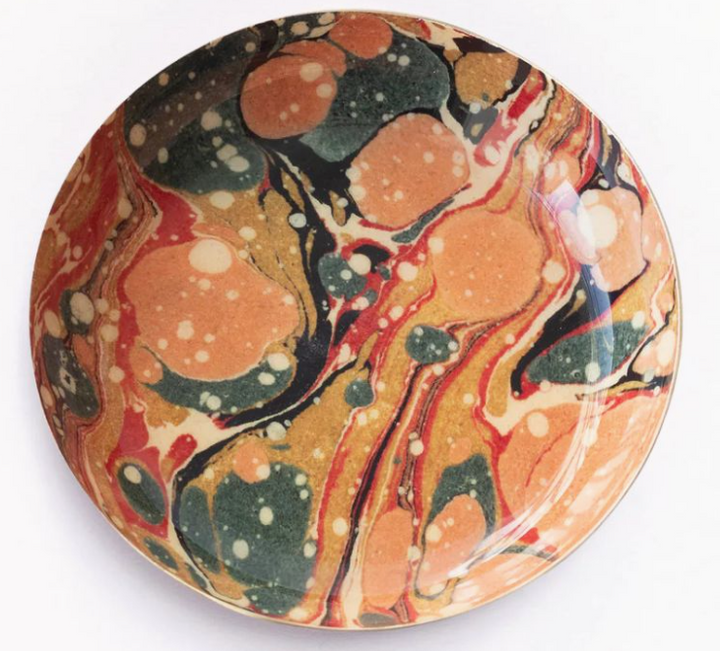 Marbled 4-inch Round Enamel Printed Tray