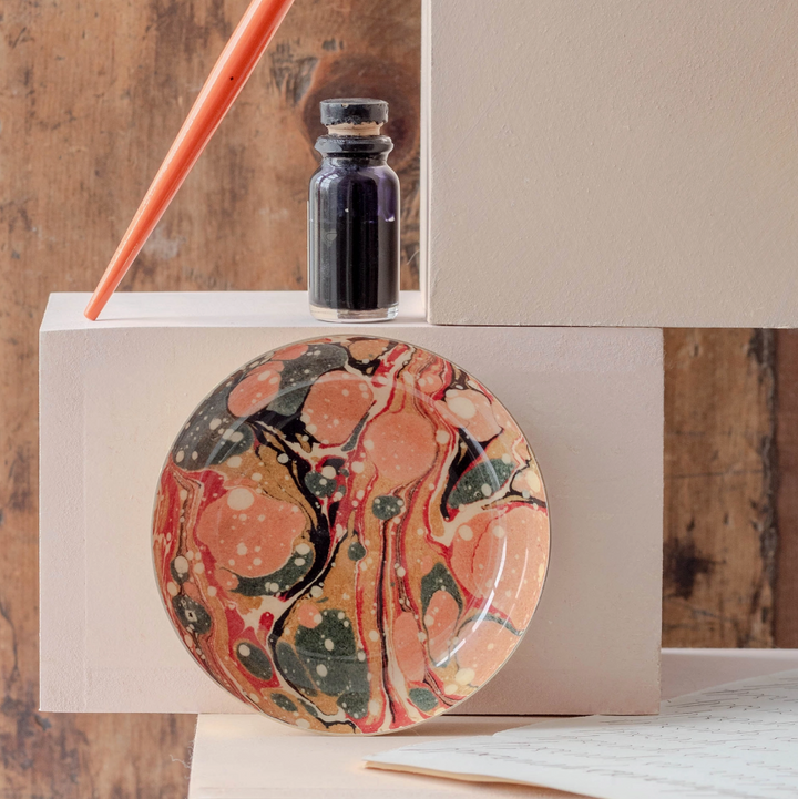 Marbled 4-inch Round Enamel Printed Tray